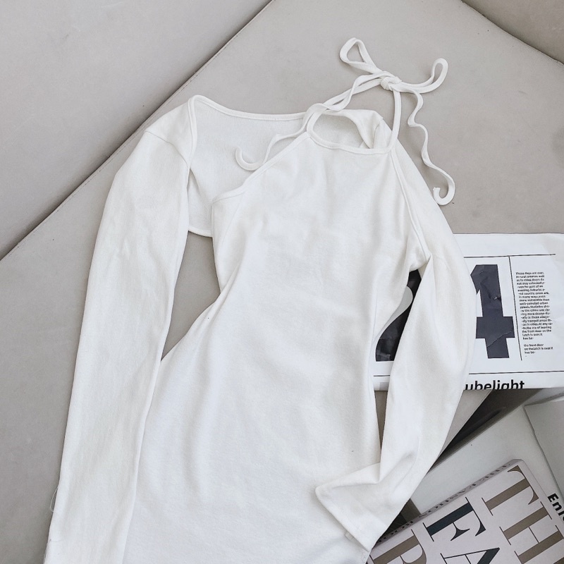 SET ĐẦM CỔ YẾM TRẮNG + ÁO KHOÁC CROPTOP