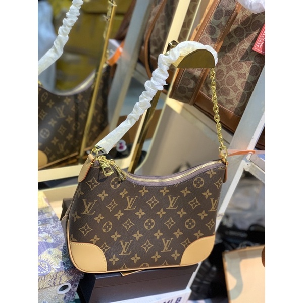 Túi đeo vai dáng bầu hoa nâu