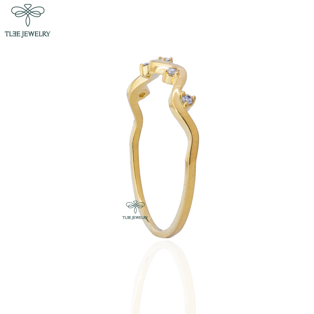 Nhẫn bạc nữ TLEE mặt sóng đính đá mạ vàng 14k cao cấp TleeJewelry A0127
