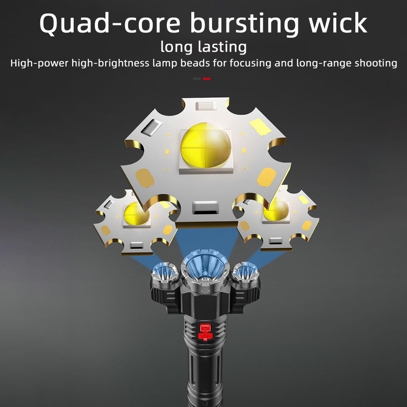 1 Đèn Pin LED 3 Chế Độ Khoảng Cách Chống Thấm Nước Sạc Cổng USB Mang Đi Tiện Dụng