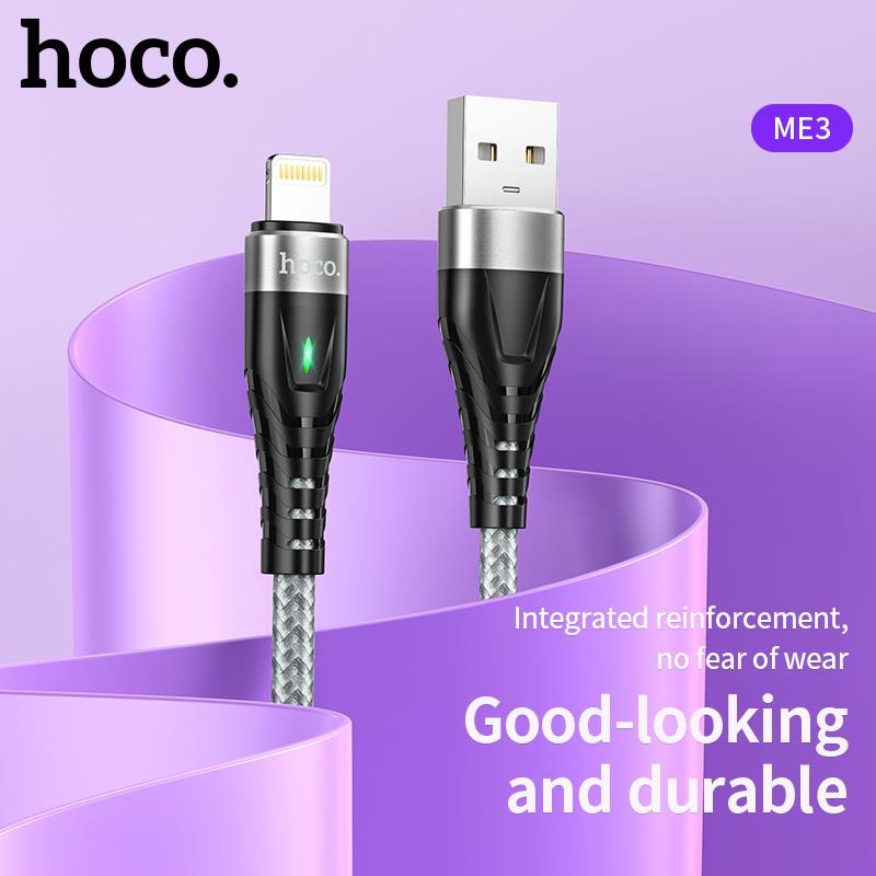 Cáp sạc nhanh và truyền data Hoco ME3 cổng/Type-C/Micro-USB QC3.0 max 3A dài 1M/2M