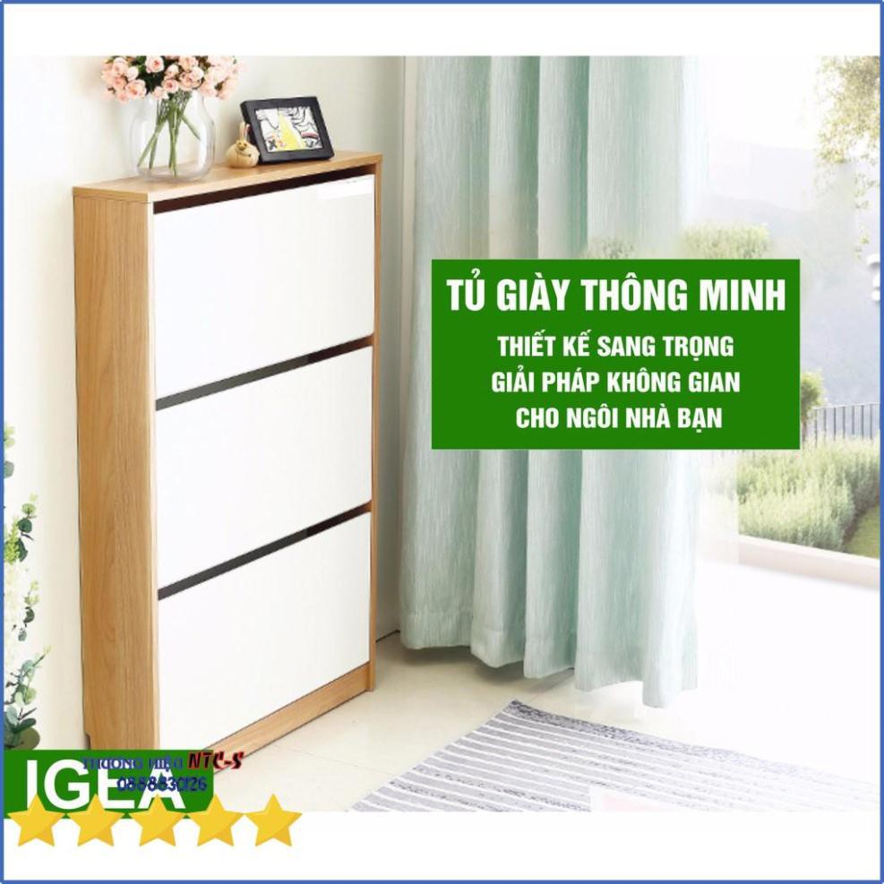 Tủ Giày Thông Minh Nhà Xinh màu Trắng - Vân Gỗ