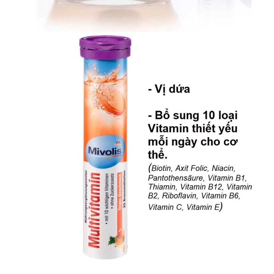 Viên sủi Mivolis Vitamin C Đức ống 20 viên hỗ trợ tăng cường hệ miễn dịch - Gemizy Shop