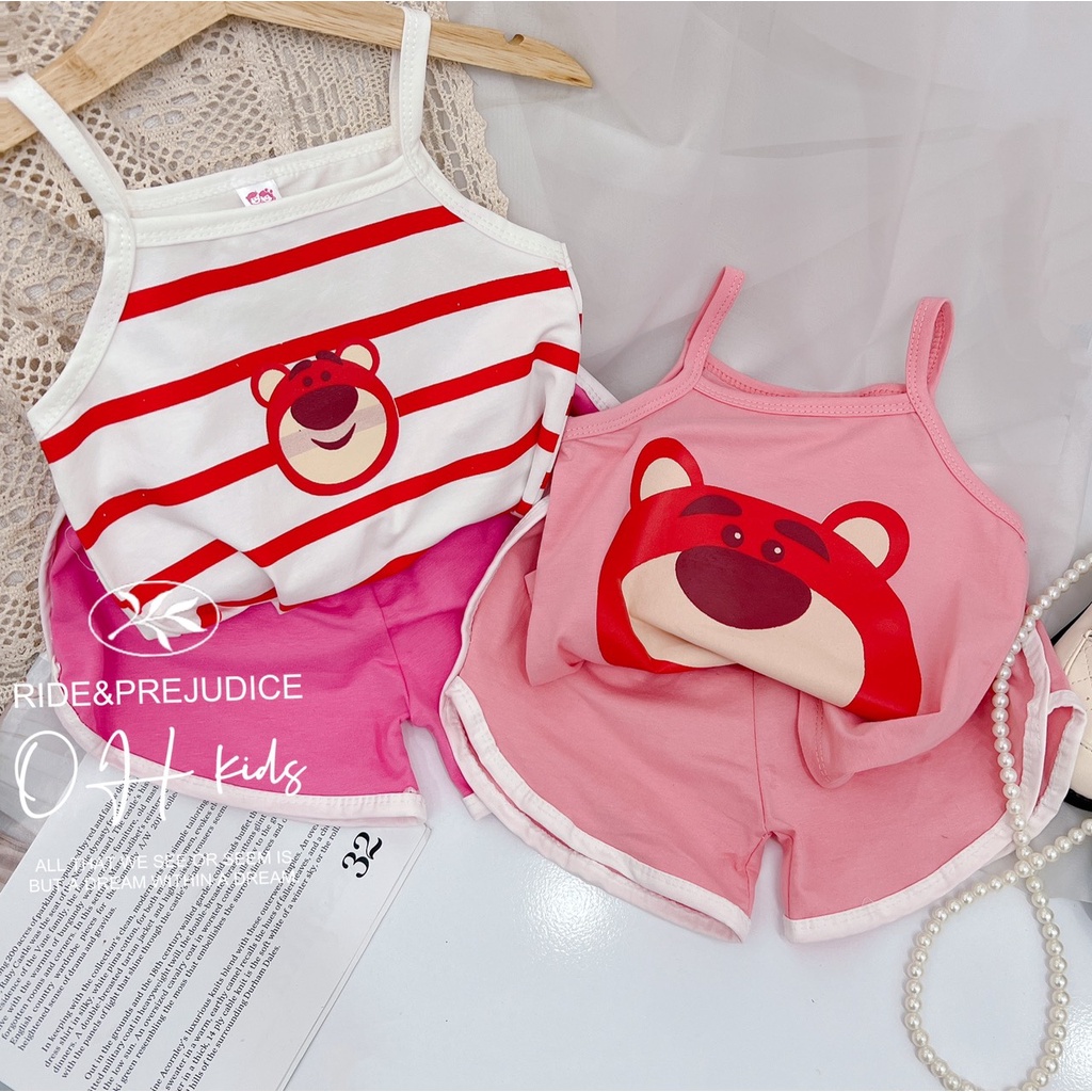 Bộ 2 dây cho bé gái chất cotton, đồ cho bé từ 6-18kg