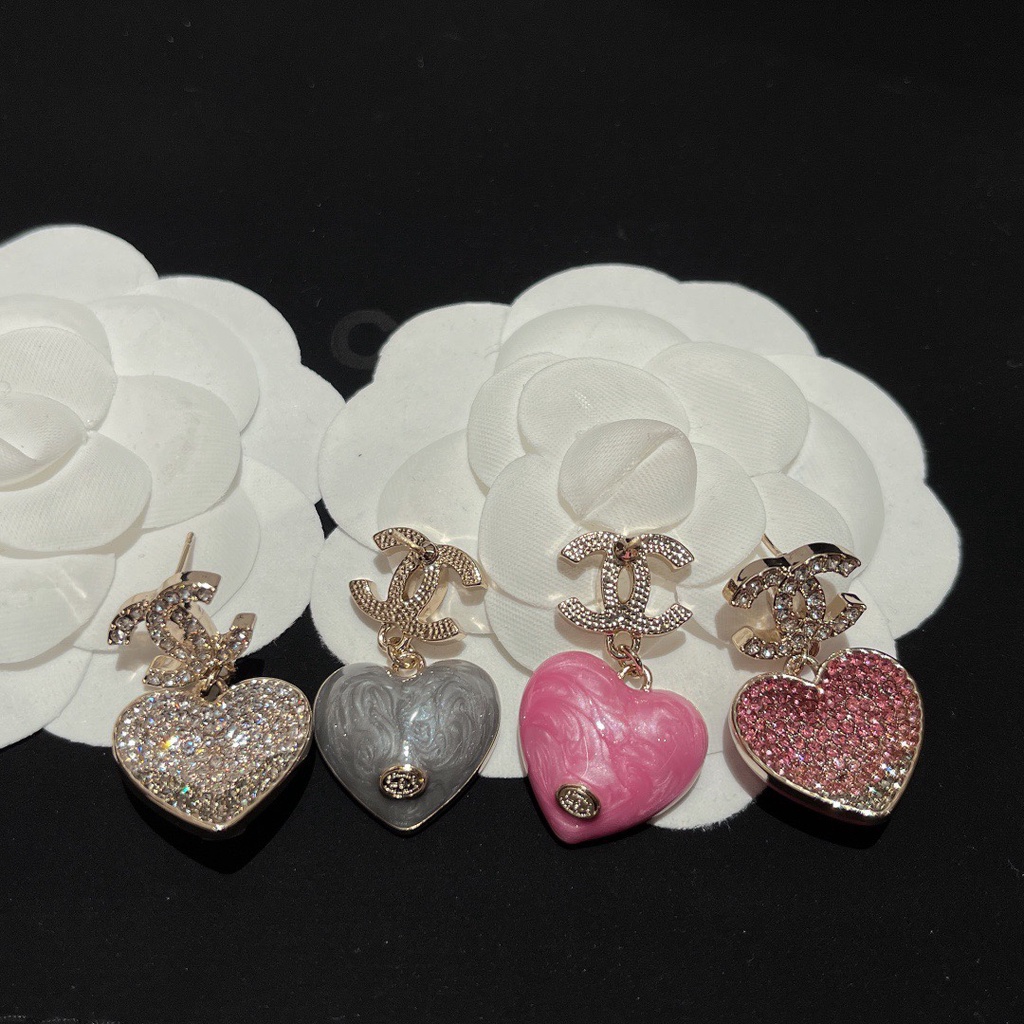 Bông tai bạc 925 cao cấp Channel thiết kế trái tim, nhẹ nhàng, nữ tính