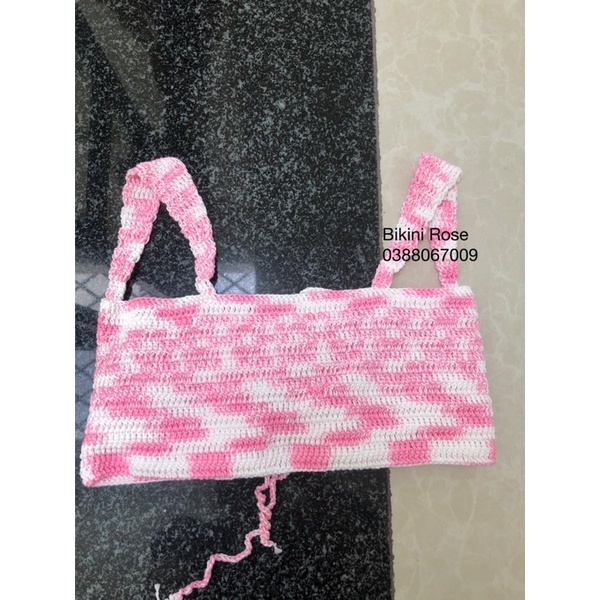 ÁO LEN MÓC HANDMADE MÀU HỒNG LOANG