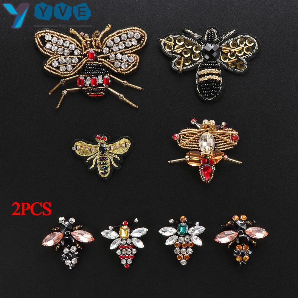 Bộ 2 miếng vá trang trí quần áo hình ong đính sequin