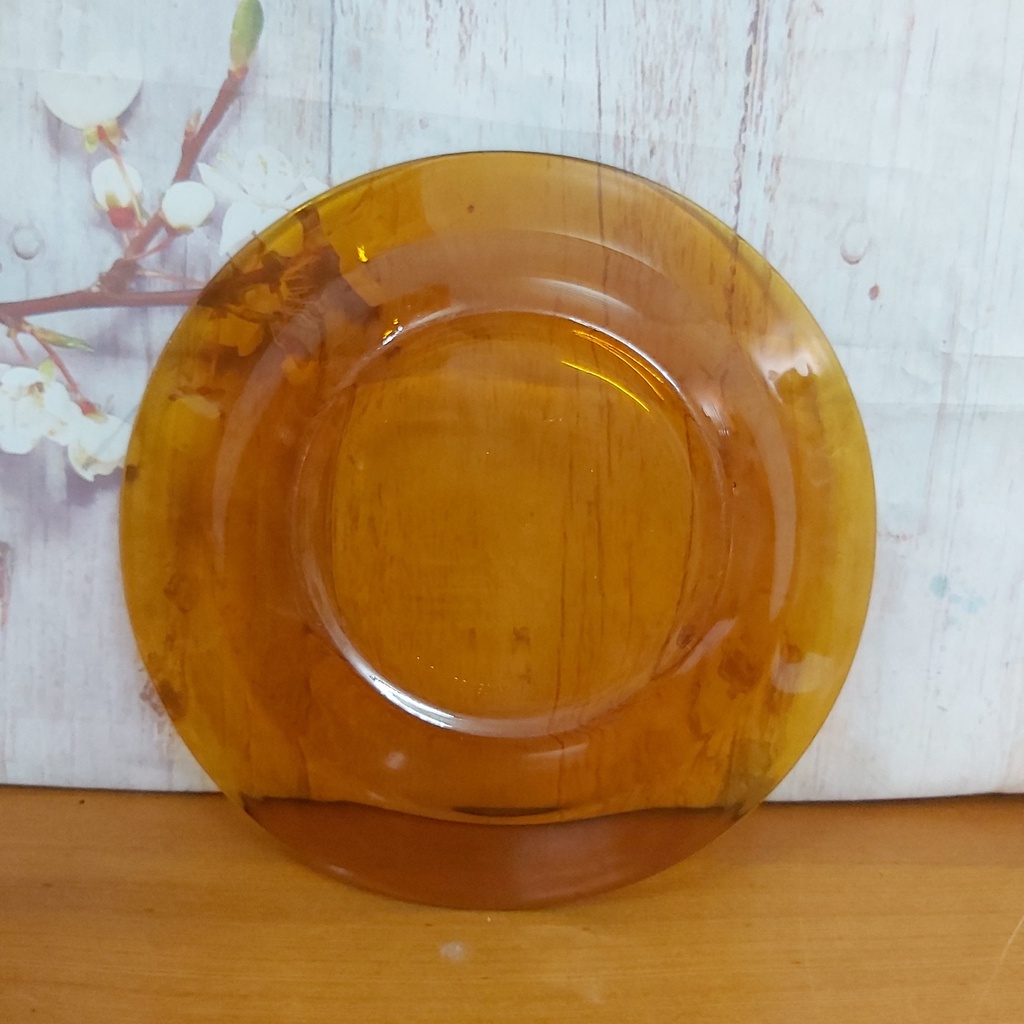 Đĩa sâu lòng thủy tinh mầu nâu size 22cm