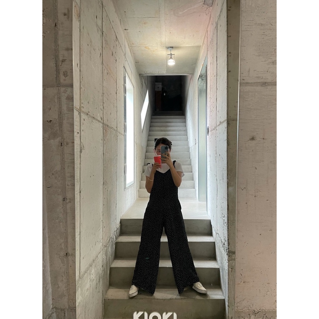 Bộ Áo Liền Quần Chiffon Tay Ngắn Ống Rộng Họa Tiết Chấm Bi Thời Trang Mùa Hè Hàn Quốc Cho Nữ | BigBuy360 - bigbuy360.vn