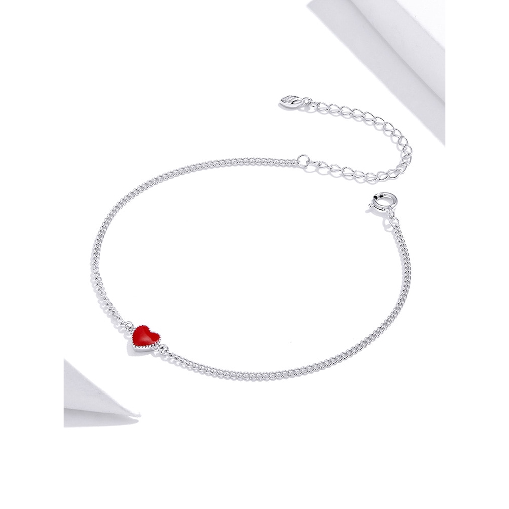 Vòng đeo tay BAMOER bạc 925 mặt hình trái tim đính đá phong cách đơn giản thời trang