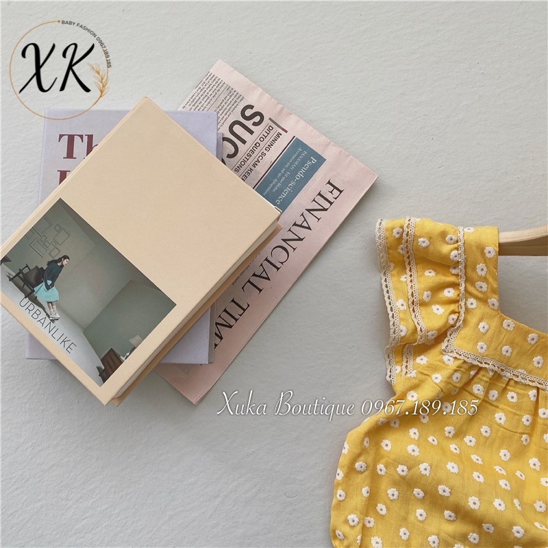 Bodysuit Cộc Tay Cánh Tiên Hoạ Tiết Hoa Bé Gái 0-2 Tuổi Xuka Boutique Set Quần Áo Sơ Sinh 2022 Quảng Châu