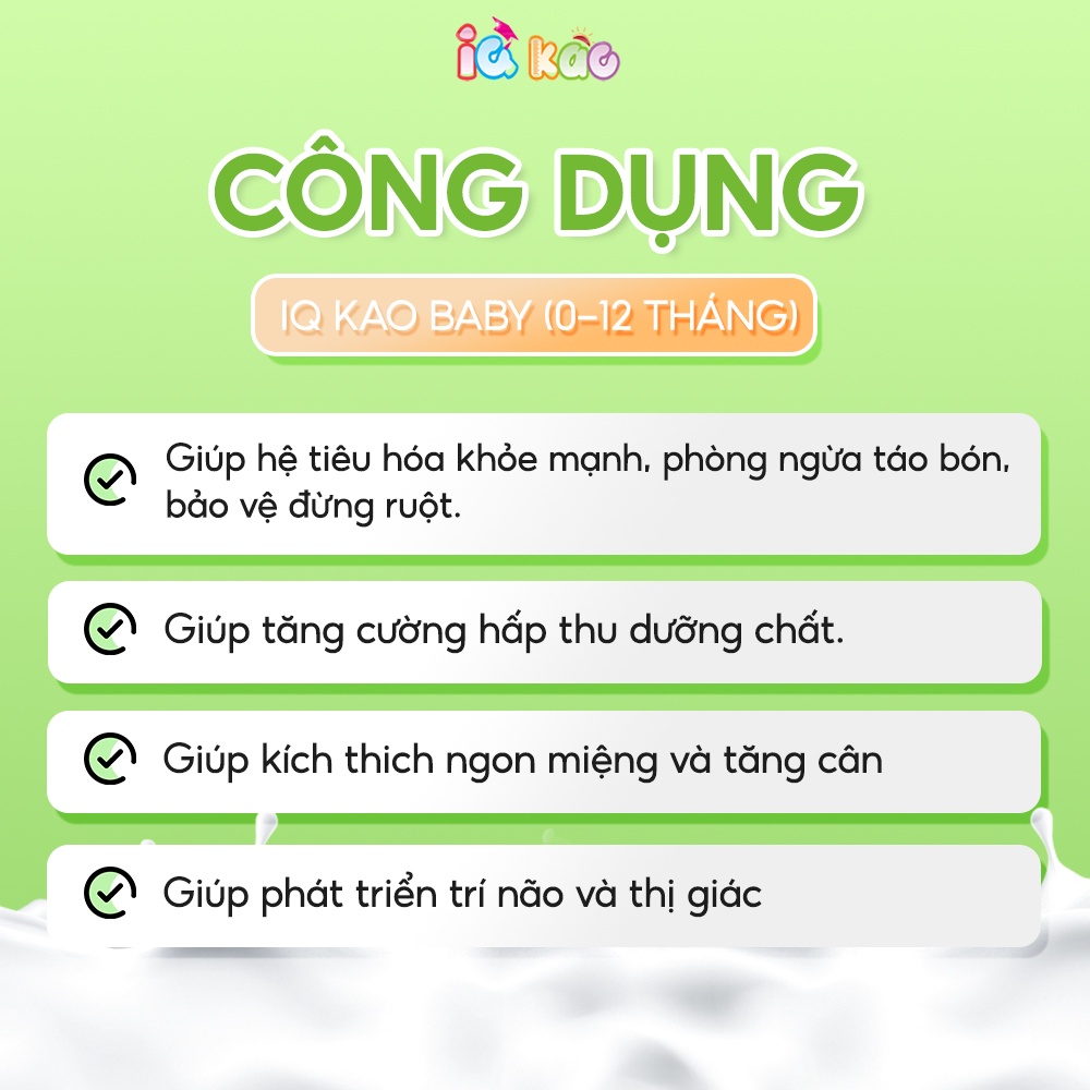 Combo Sữa bột IQ KAO Baby giúp bé ăn ngon tiêu hóa tốt tăng cân khỏe mạnh hộp 900g