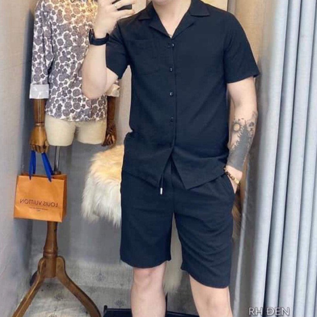 Bộ đũi nam đồ bộ nam cộc tay mặc hè cổ tàu cổ bẻ thời trang topmen68 | BigBuy360 - bigbuy360.vn