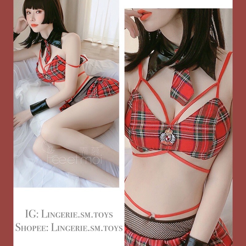 Set Học Sinh Kẻ Đỏ | Cosplay Học Sinh | | BigBuy360 - bigbuy360.vn