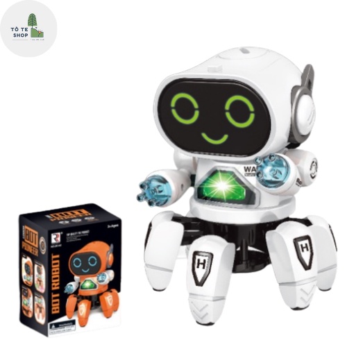 Đồ chơi robot nhảy múa theo điệu nhạc, Robot thông minh gắn đèn Led phát sáng vui nhộn, đồ chơi robot cho bé trai