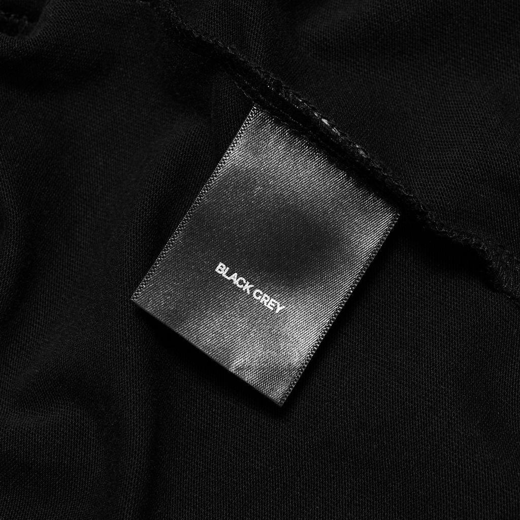 Áo thun tay lỡ Black Grey x Four Basic What do we eat today Black T302