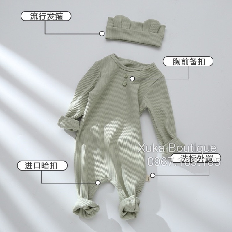 Bodysuit Dài Tay Kèm Tuban Cao Cấp Cho Bé 0-2 Tuổi Style Hàn Quốc Cotton Dài Tay Thu Đông Cực Đẹp