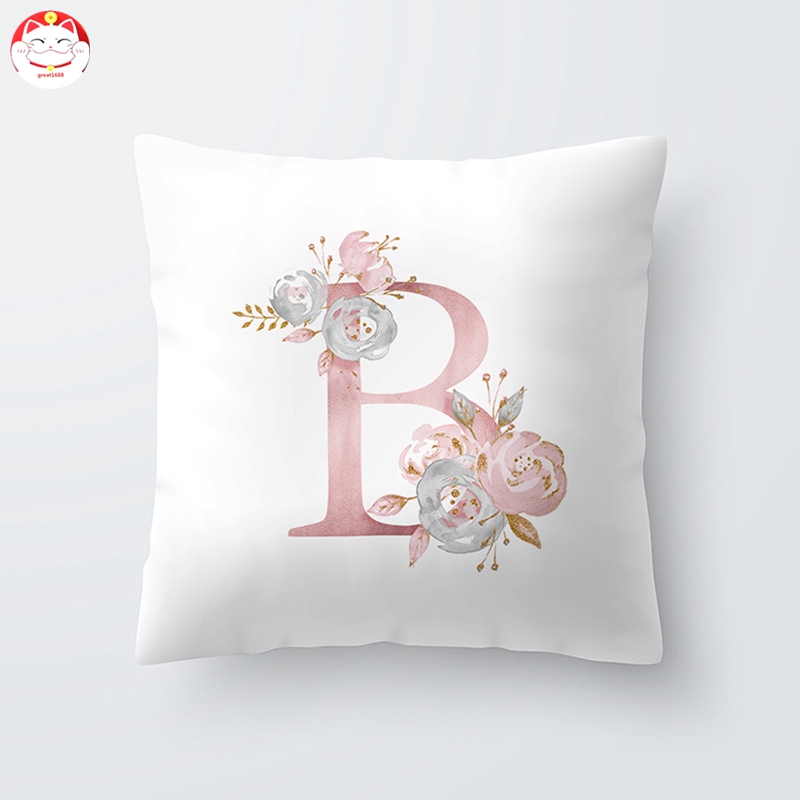 ✂GT⁂ 26 Letters Alphabet Cushion Cover Rose Gold Pattern Sofa Decor