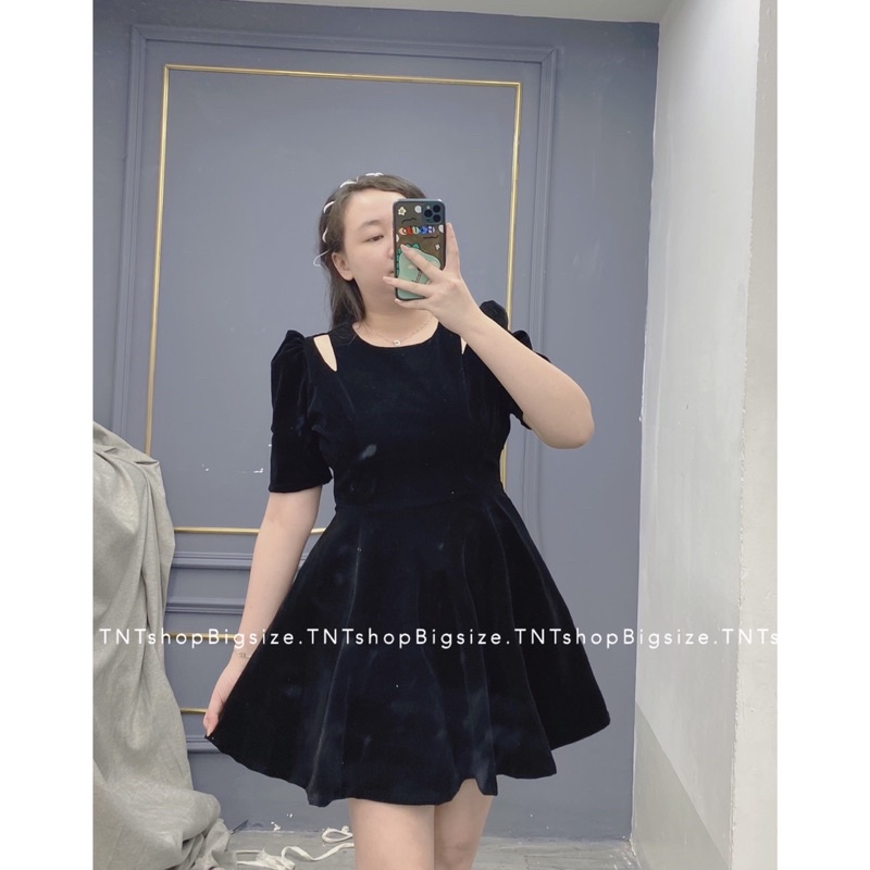 [Mã FAMARAL1 giảm 10K đơn 50K] ĐẦM NHUNG KHOÉT VAI [ TNT SHOP BIGSIZE 60KG - 90KG ] | BigBuy360 - bigbuy360.vn