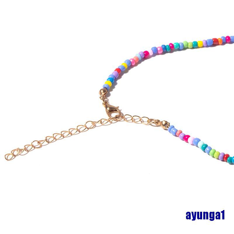 (ayunga1) Fashion Women Bohemia Colorful Beads Pendant Chain Charm Choker Necklace Jewelry