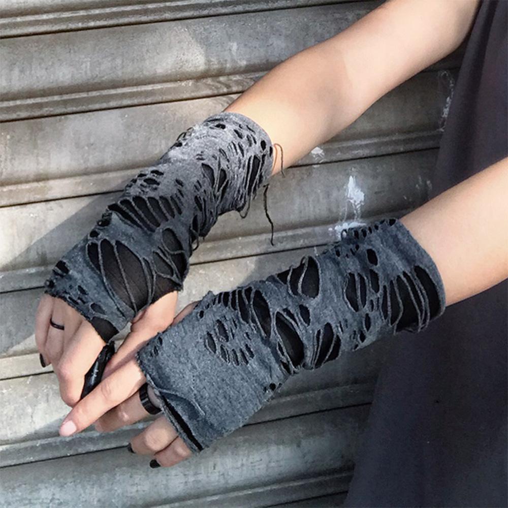 FORBETTER Găng Tay Hở Ngón Unisex Màu Đen Cá Tính