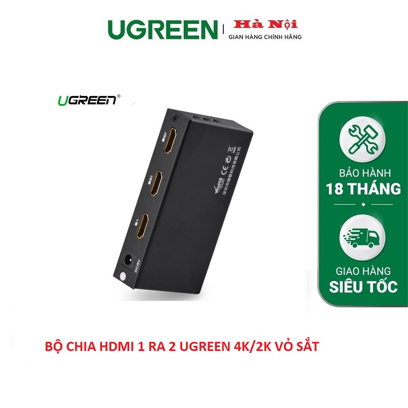 Ugreen 40201 - Bộ chia HDMI 1 vào 2 ra hỗ trợ Full HD, 4k 2k chính hãng