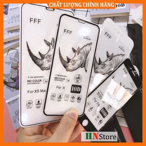 Kính Cường Lực Full Màn 10D Tê Giác Loại 1 Chính Hãng Cho Iphone 6 7 8 8 plus Xr Xs Xsmax 11 12 promax