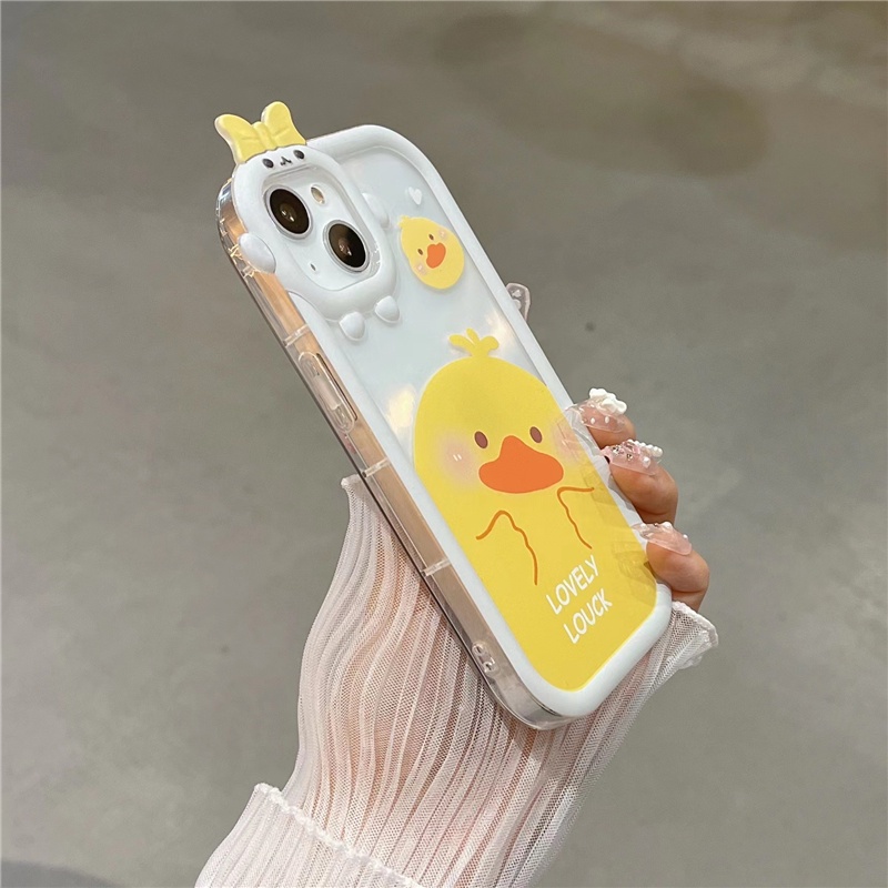 Vỏ điện thoại hình con vịt màu vàng dễ thương tương thích cho iphone 11 12 13 14 pro max 6 6s 7 8 plus xr x xs max se 2020 little monster anti-shatter vỏ máy ảnh bảo vệ chống va đập tpu mềm