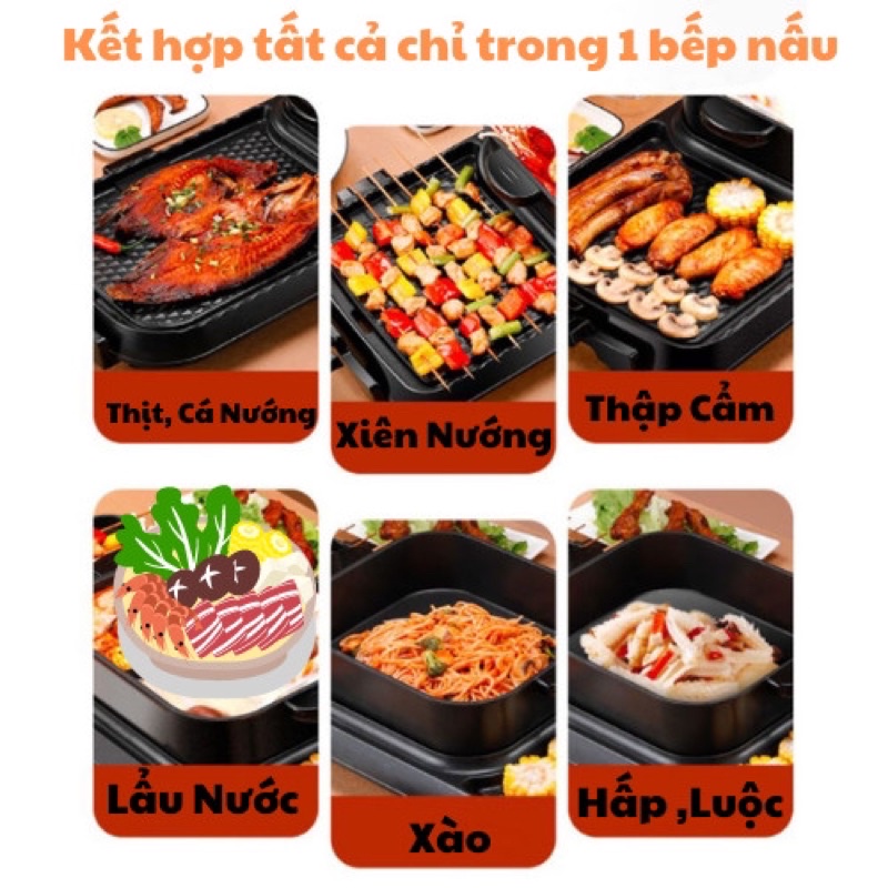 Bếp Lẩu Nướng Đa Năng Phong Cách Hàn Quốc,Bếp Nướng Lẩu 2 trong 1 Shabu-Shabu Hàng Nội Địa Trung Xuất Khẩu Châu ÂU