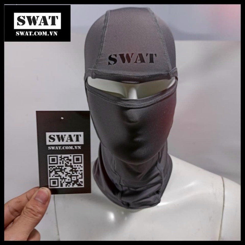 Có lọc không khí - SWAT X2 Khăn trùm đầu khẩu trang ninja chống nắng nam nữ cao cấp phượt đa năng trơn một màu đen xám