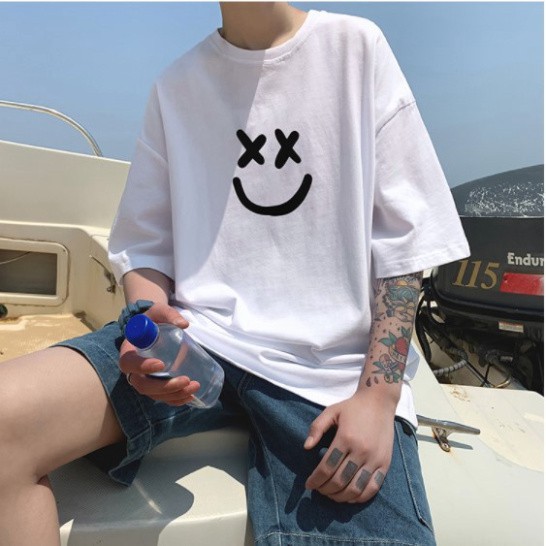 Áo thun nam nữ form rộng unisex, áo phông tay lỡ phong cách Mặt Cười Nhỏ phong cách đường phố A39 | BigBuy360 - bigbuy360.vn