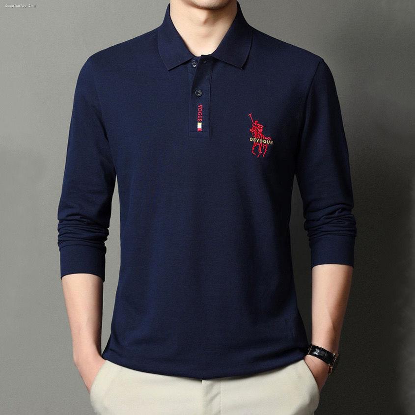 Áo thun tay dài có cổ thời trang thu đông cho đàn ông trung niên | BigBuy360 - bigbuy360.vn