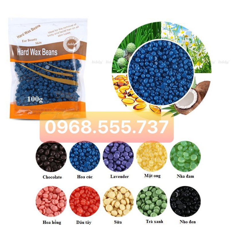 100g Sáp tẩy lông Hard wax beans Chính Hãng Liddy Tăng que gỗ 10 Mùi | BigBuy360 - bigbuy360.vn