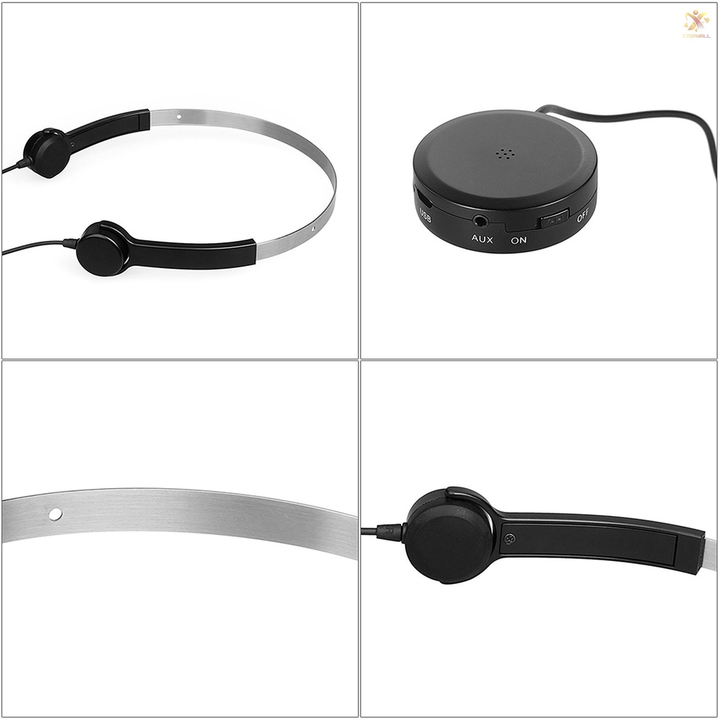 ET Bone Conduction Headsets Wired Headphones Sound Pick-up AUX IN Black