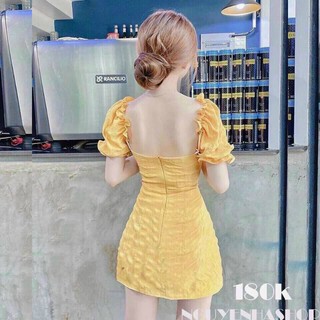 ĐẦM TAY PHỒNG ĐÍNH NÚT