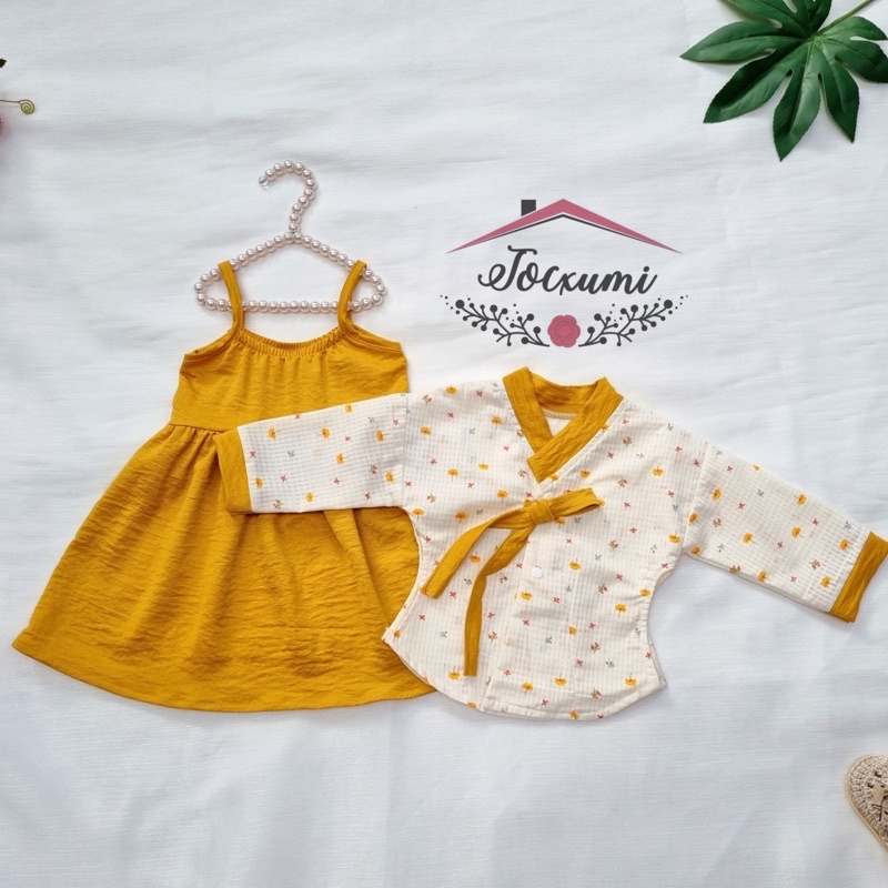 [THIẾT KẾ] SET VÁY HANBOK HÀN QUỐC VÀNG [CLIP ẢNH THẬT]