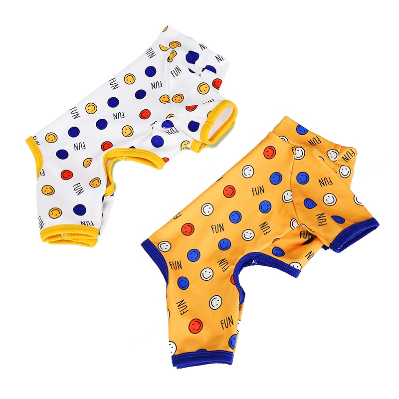 jumsuit (áo liền quần) in hình mặt cười cho chó mèo