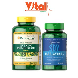 Combo Cân Bằng Nội Tiết Tố SOY ISOFLAVONES 120 viên & Dầu hoa anh thảo EVENING PRIMROSE oil 1000mg 120v Puritan's Pride