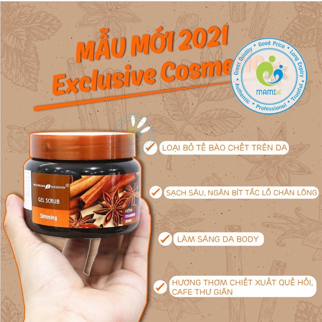 Gel (380g) tẩy da chết toàn thân chiết xuất quế hồi, cafe cho người từ 18 Krasota/ Bilena Gel Scrub Coffee Cinnamon, Nga