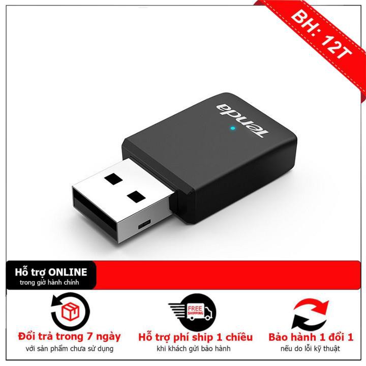 [BH12TH] USB thu Wifi Tenda U9 Mini (Ko anten, chuẩn AC 650Mbps – 2 băng tần)
