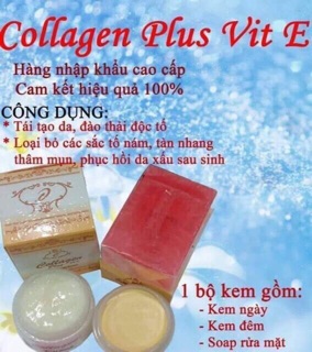 Bộ combo serum+kem collagen plus vit E