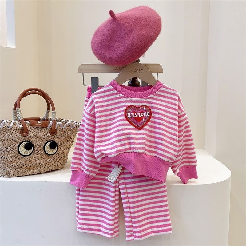 Bộ Đồ Thể Thao Hai Mảnh Áo Sweater Kẻ Sọc + Quần Ống Rộng Phong Cách Hàn Quốc Thời Trang Mùa Thu 2022 Mới Dành Cho Bạn