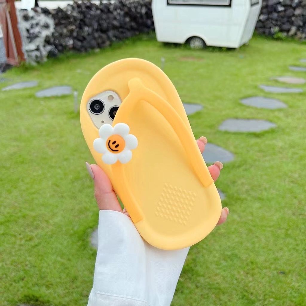 Ốp Điện Thoại silicone tpu Mềm Hình Dép Màu Vàng Cho Iphone 14 14pro 13 12 pro max 11 pro max xs max xr x 7 8 plus 14promax