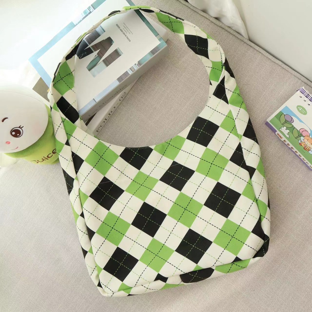 Túi xách ENVIROSAX vải canvas sức chứa lớn họa tiết sọc caro thời trang cho nữ