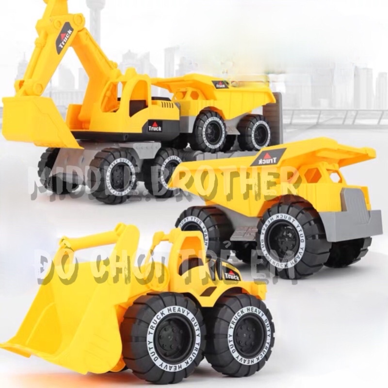 Xe công trình bằng nhựa đàn hồi cỡ đại - Đồ chơi công trình cho bé BBMT