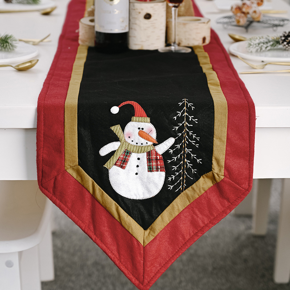 1x Christmas Table Runner Restaurant Xmas Decorations Old man Snowman