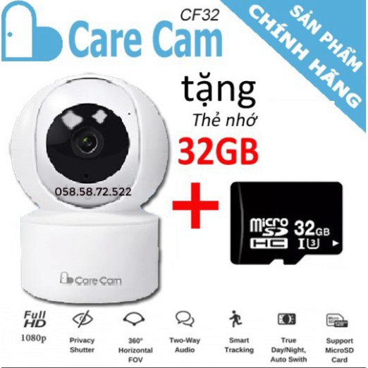 VCN Camera wifi 360 độ Care Cam YH200 hai.0 Mpx full HD1080 chuẩn nén H265+ đàm thoại hai chiều, kết nối Smart Home 2 GH