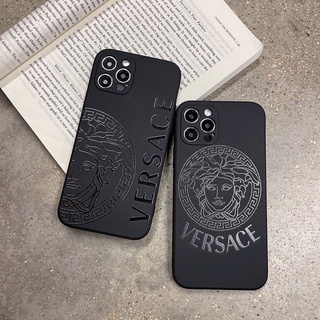 Ốp Silicon TPU Mềm Họa Tiết Logo Medusa Versace Cho iPhone 11 12 13 Pro Max 7 8 Plus X XR XS Max Sơn Matte Cover