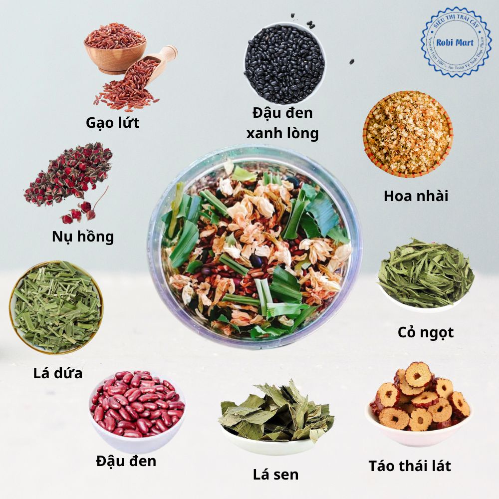 Trà thảo mộc, Trà gạo lứt đậu đen RobiMart - Mát gan, thanh nhiệt, đẹp da