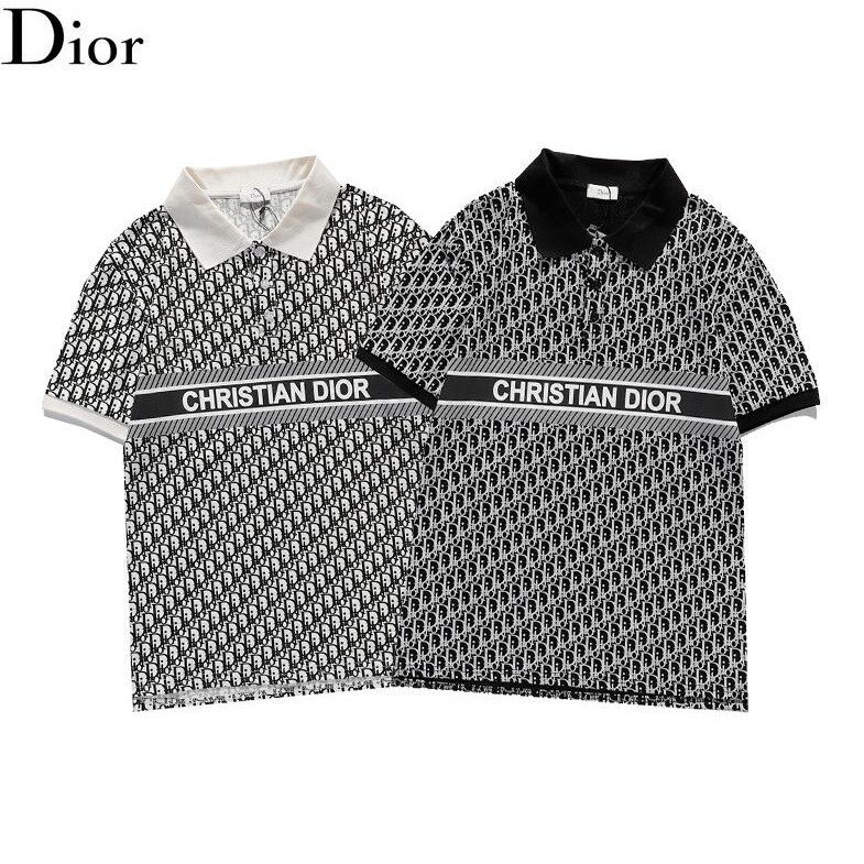 Dior Áo Thun Polo Tay Ngắn Vải Cotton In Họa Tiết Thời Trang Cho Nam Và Nữ